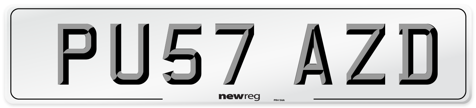PU57 AZD Number Plate from New Reg